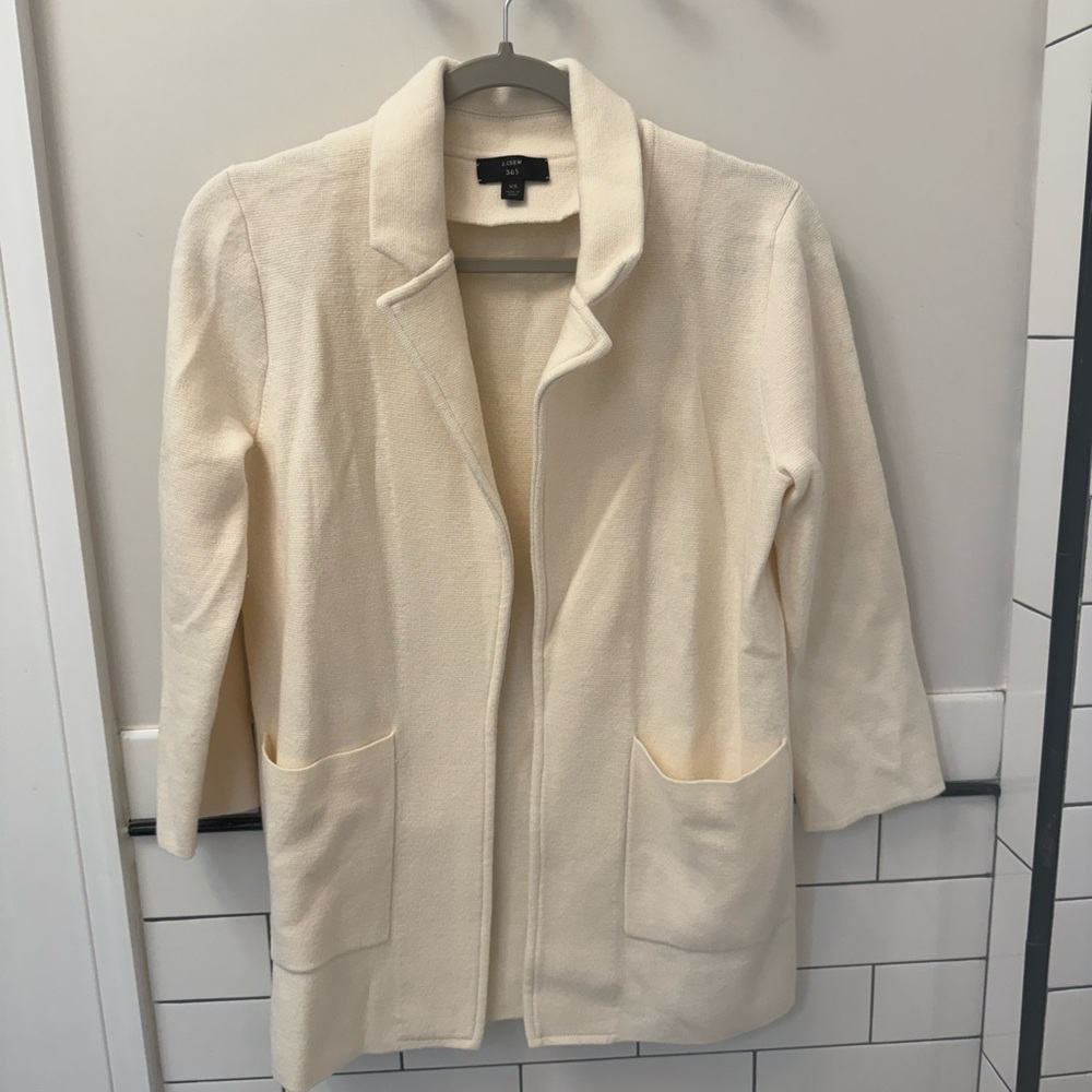 J. Crew Cream Open-Front Blazer Jacket